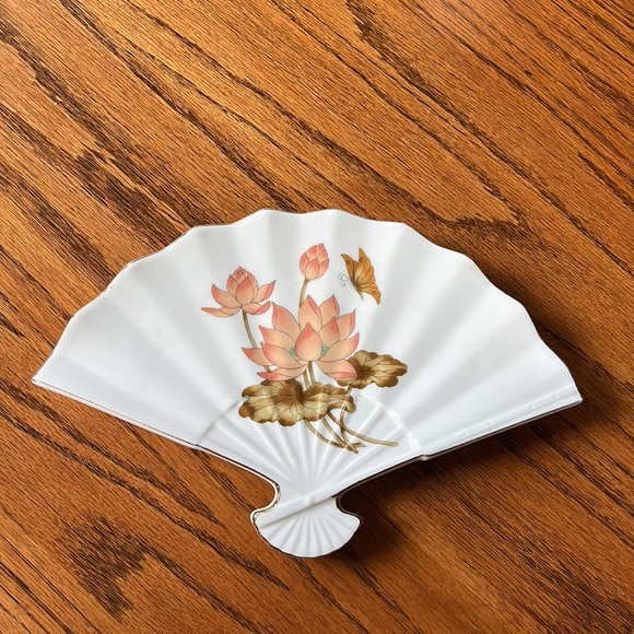 Vintage Other - Vintage Japanese Ceramic Tray White with Floral Pattern and Butterfly